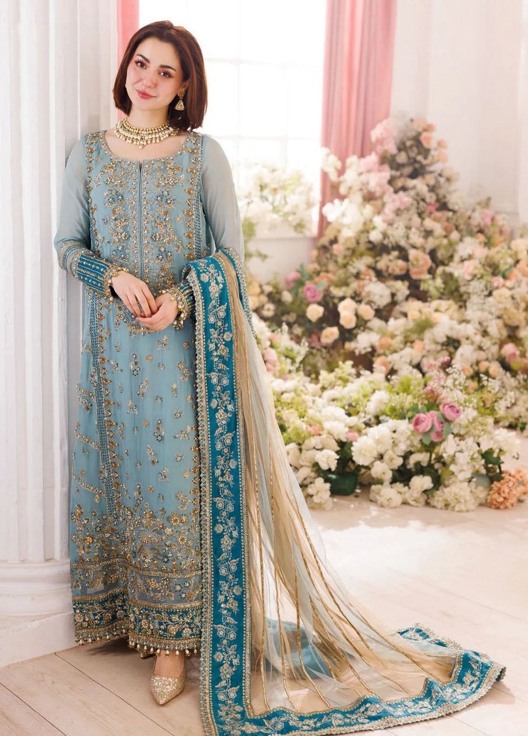 Charizma Chiffon & Net 3 Piece Embroidered Luxury Suit with Adda Work - Image 13