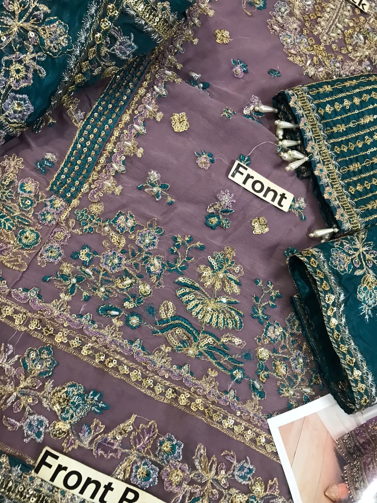 Charizma Chiffon & Net 3 Piece Embroidered Luxury Suit with Adda Work - Image 4