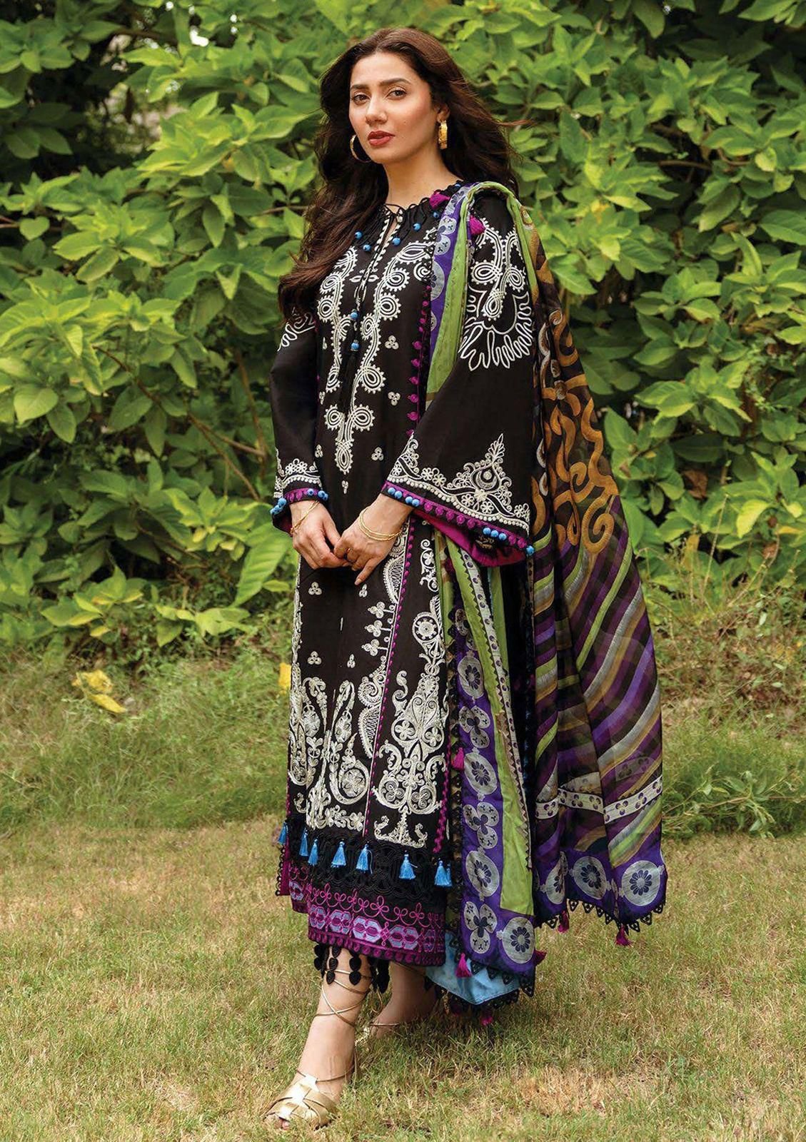 Sadaf Fawad Luxury Embroidered Airjet Lawn 3 Piece Suit – Eid Collection
