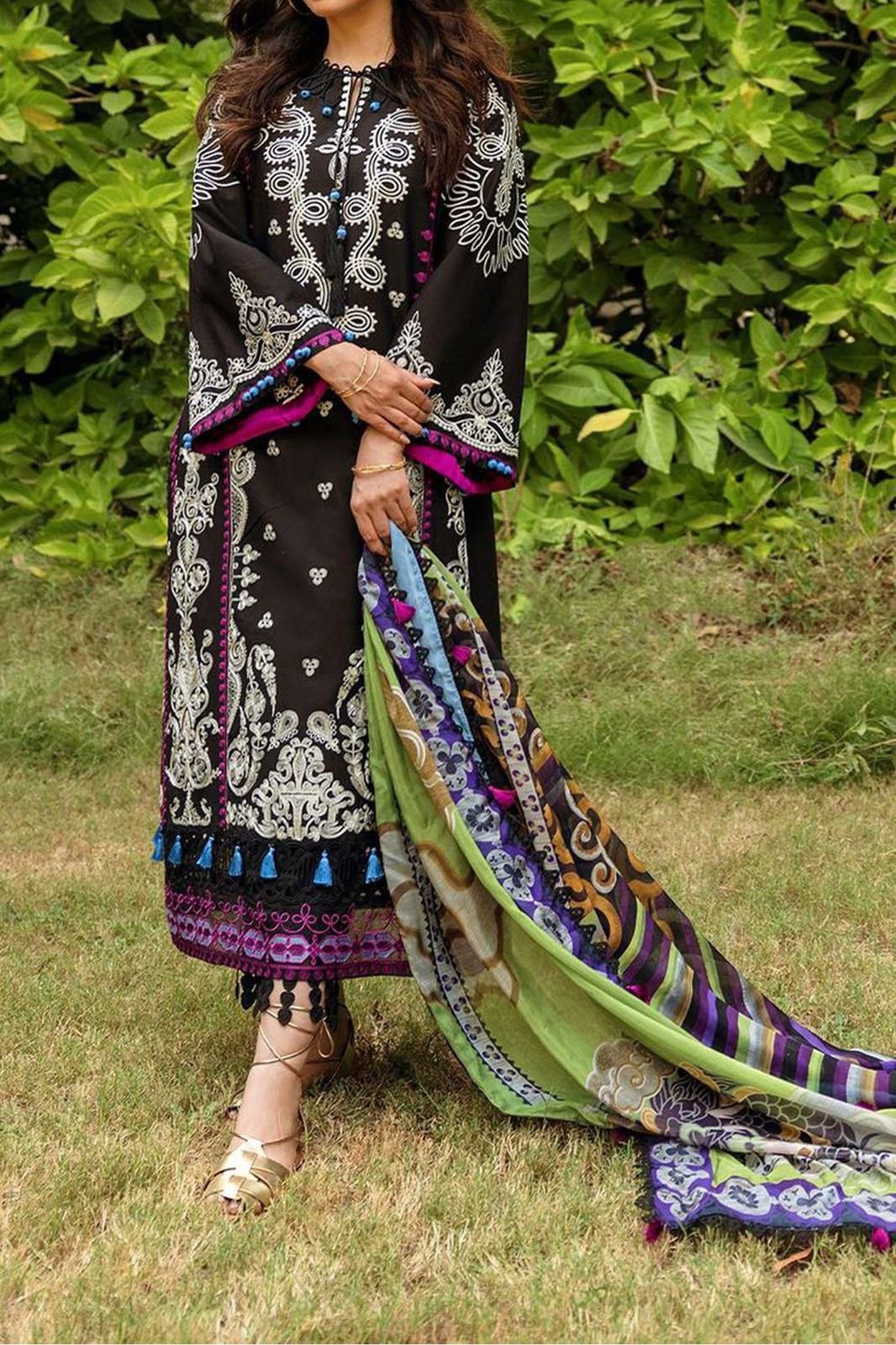 Sadaf Fawad Luxury Embroidered Airjet Lawn 3 Piece Suit – Eid Collection - Image 5